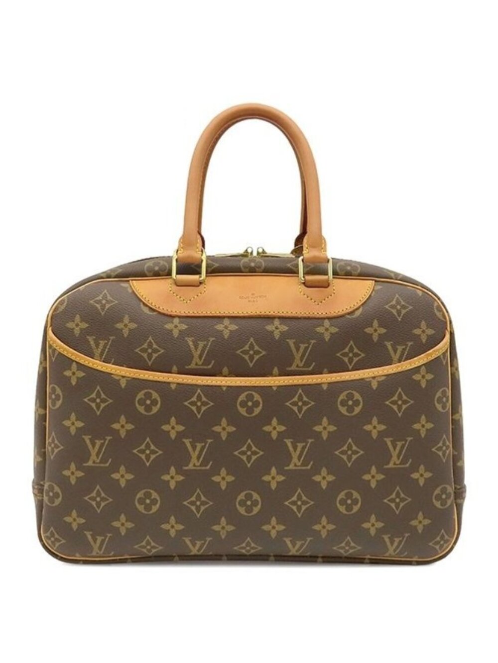 Louis Vuitton Handbag Deauville Monogram Canvas Gold Brown Bowling Vanity
